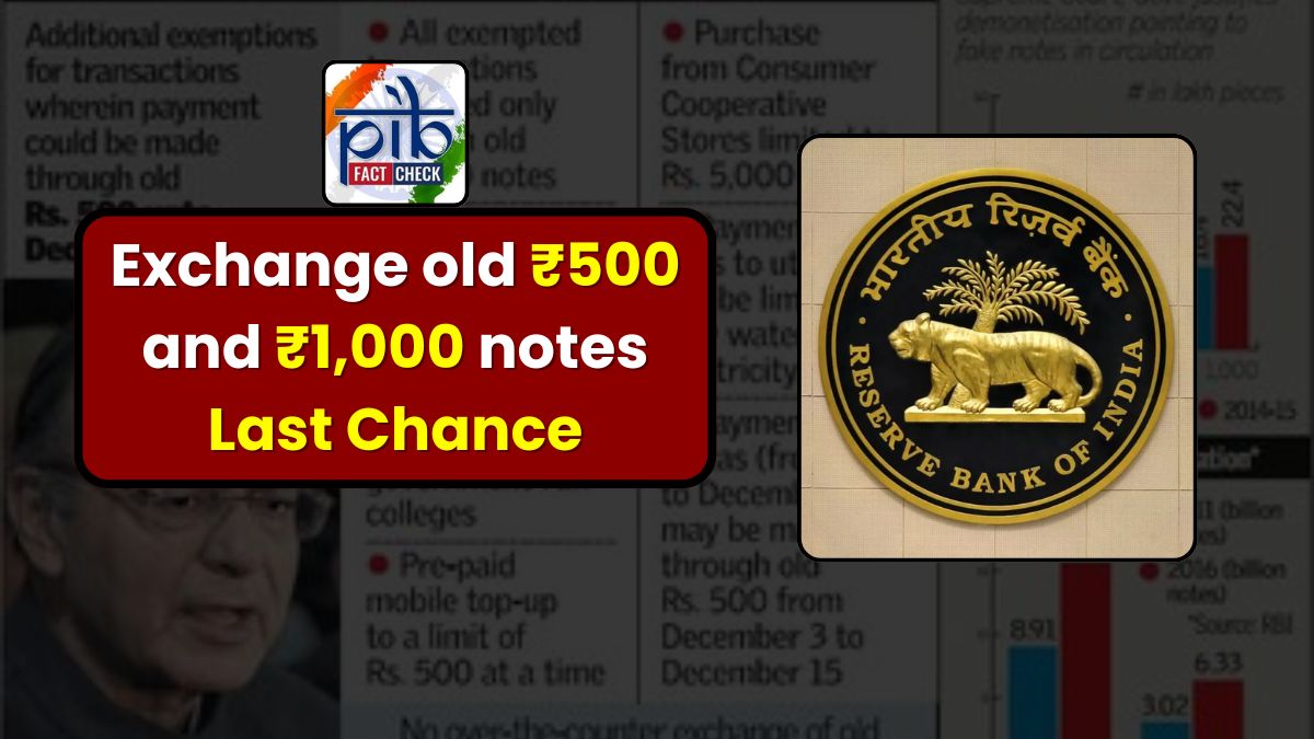 Exchange old ₹500 and ₹1,000 notes Last Chance